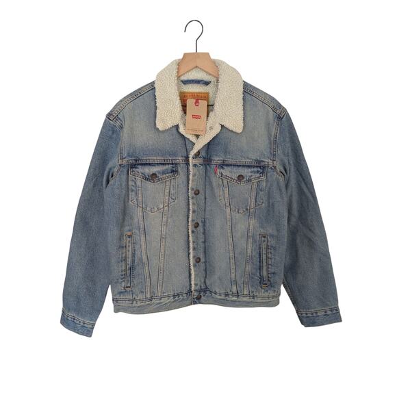 Levi's Sherpa Lined Denim Trucker Jacket Size Medium NWT - Picture 1 of 14